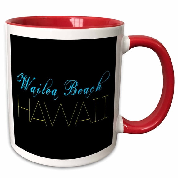 American Beaches - Wailea Beach, Hawaii, blue, yellow color 15oz Two-Tone Red Mug mug-272112-10