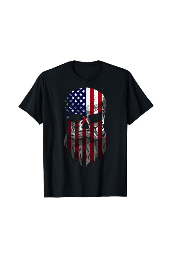 American Beard Skull Men'S T-Shirt