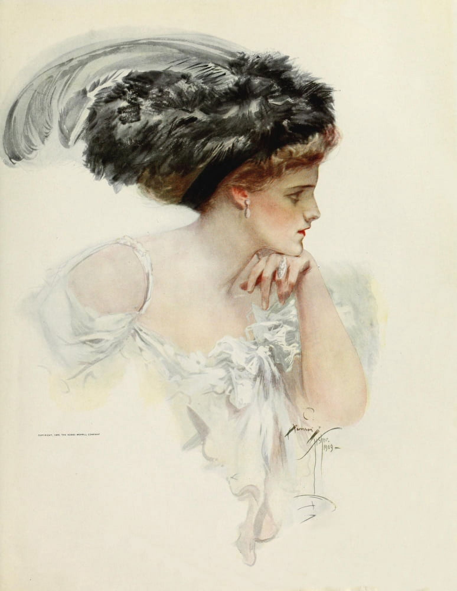American Beauties 1909 Bosom like a frozen lake Canvas Art - Harrison Fisher (18 x 24)