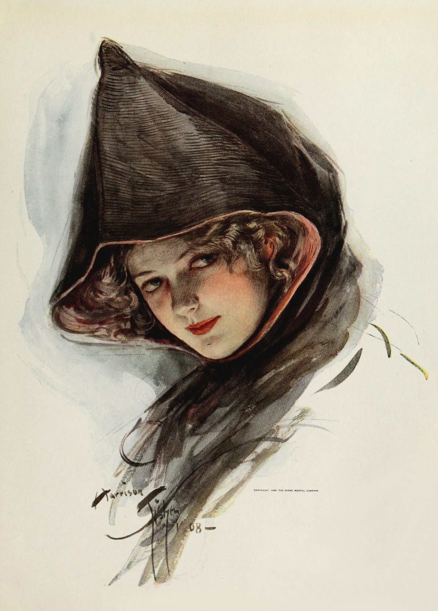 American Beauties 1909 Hood beauty Canvas Art - Harrison Fisher (18 x 24)