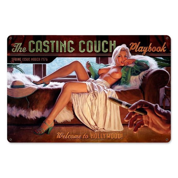 American Beauties by Greg Hildebrandt Casting Couch Metal Sign - 18 x 12 in.