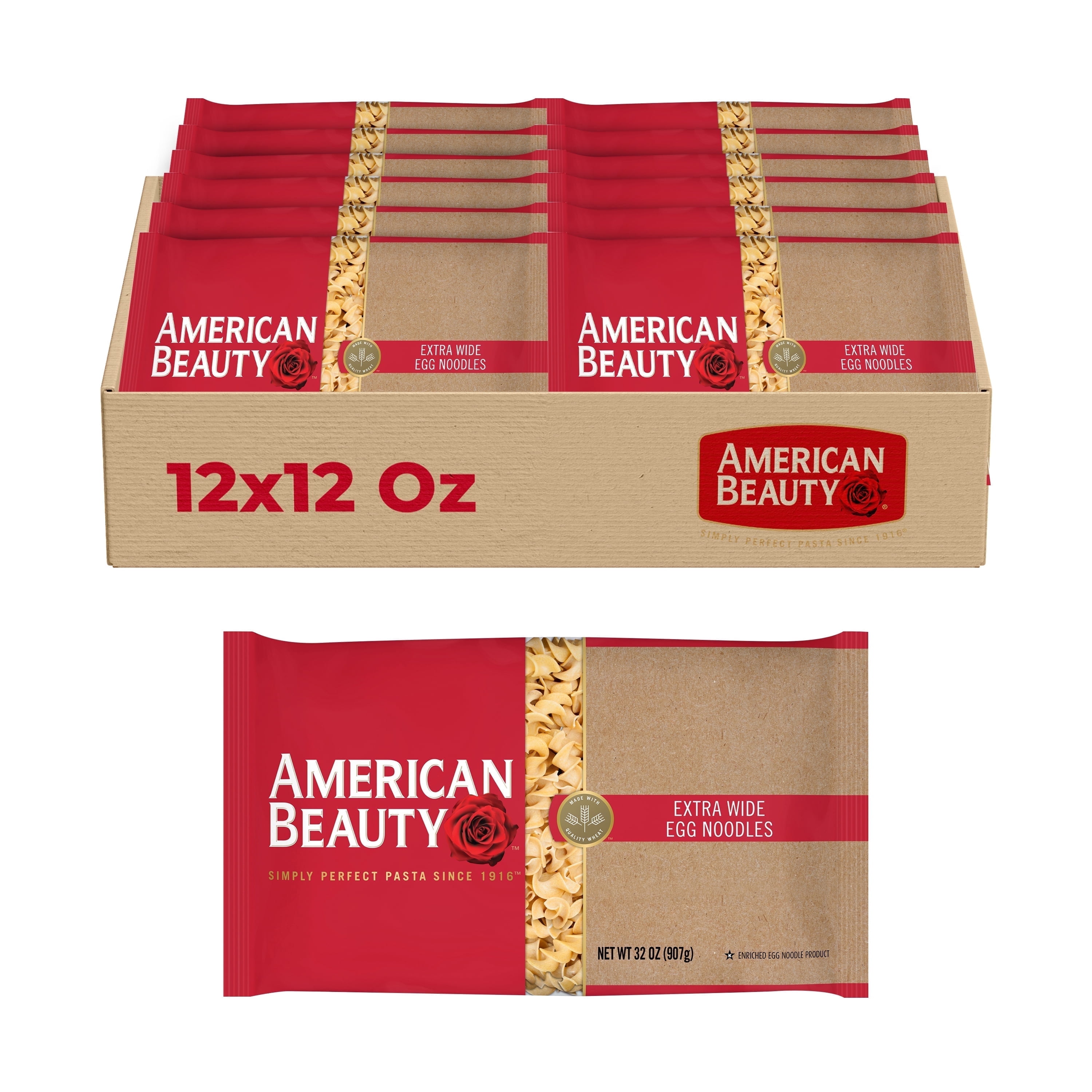 American Beauty Extra Wide Egg Noodle, 6-Pack, 13.3 lbs – Perfect for Hearty Meals & Quick Cooking