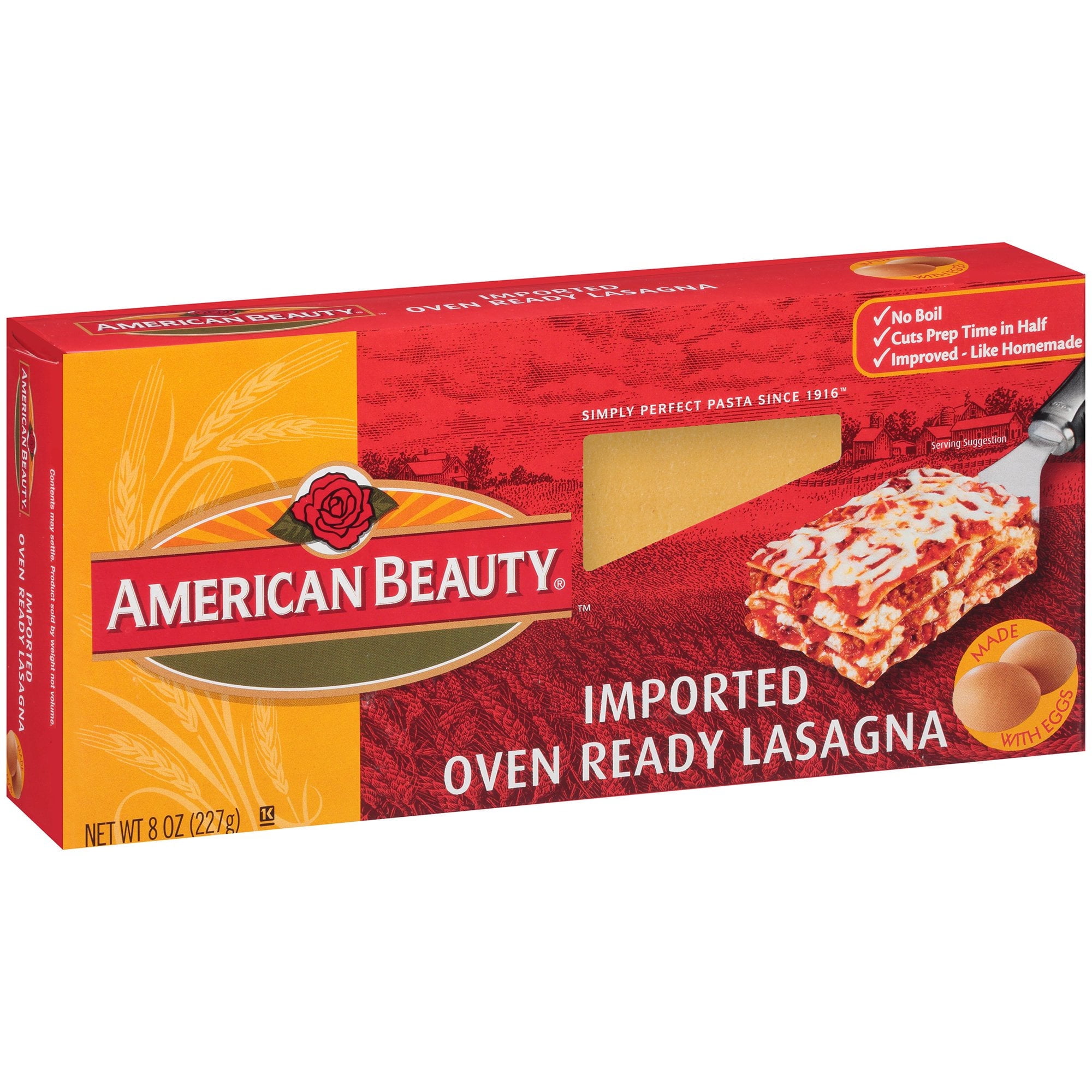 American Beauty Imported Oven-Ready Lasagna, 8-Ounce Box, Pack of 2