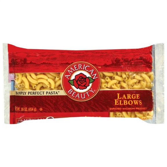 American Beauty Large Elbows Macaroni Pasta 16-Ounce Bag (Pack of 32)