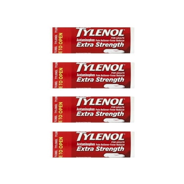 Tylenol Extra Strength Pain Reliever Fever Reducer Caplets, 10 ct Pack of 4
