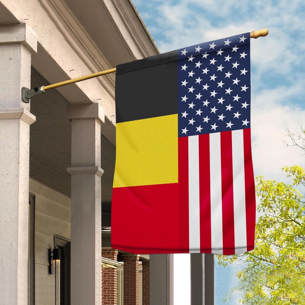American Belgium Flag Belgian Friendship U.S.A Memorial Day Patriotic For House Flag, Double-Sided Decorative Outdoor Flag, Patriotic Polyester Yard Flag 29.5 x 39.5 in