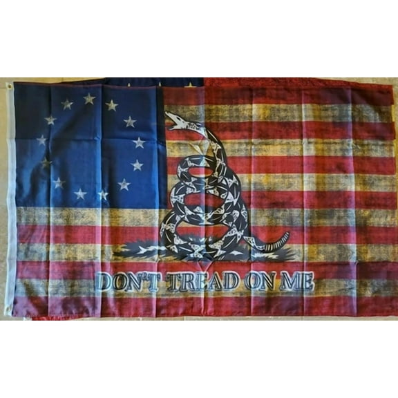American Betsy Ross Gadsden Dont Tread On Flag Vintage Tea Stained Usa 3X5 Flags