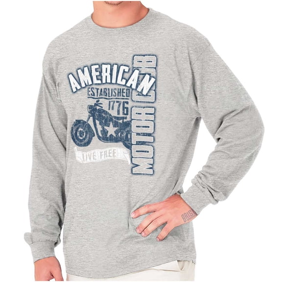 American Biker Motorcycle Patriotic Long Sleeve TShirt Men Women Brisco Brands X