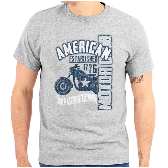 American Biker Motorcycle Patriotic Men's Graphic T Shirt Tees Brisco Brands S
