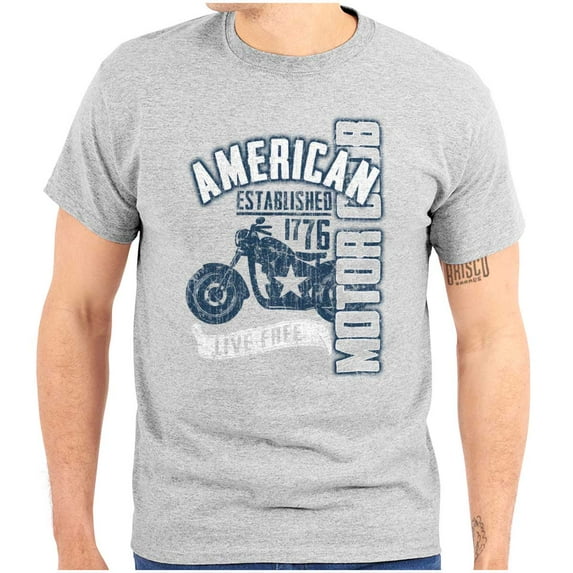 American Biker Motorcycle Patriotic Plus Size Crewneck Graphic Tee Shirt Brisco Brands 3X