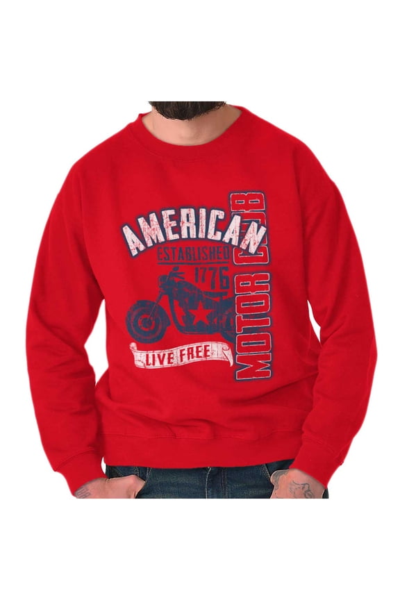 American Biker Motorcycle Patriotic Unisex Plus Fleece Graphic Sweatshirt Brisco Brands 2X
