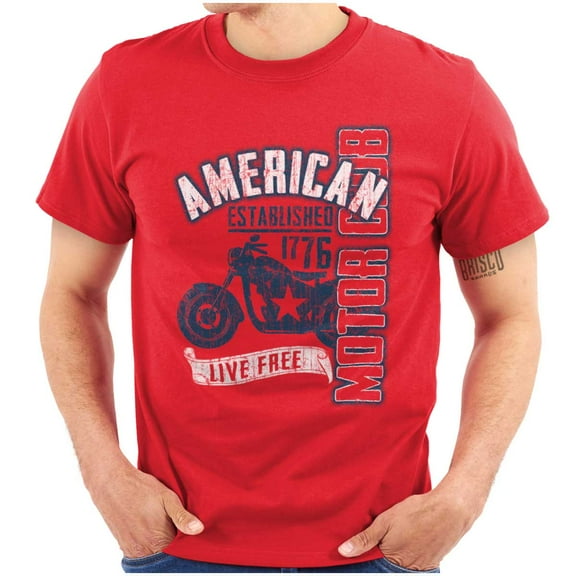 American Biker Motorcycle Patriotic Plus Size Crewneck Graphic Tee Shirt Brisco Brands 2X