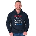 thumbnail image 1 of American Biker Ride White And Blue Hoodie Sweatshirt Women Men Brisco Brands M, 1 of 6