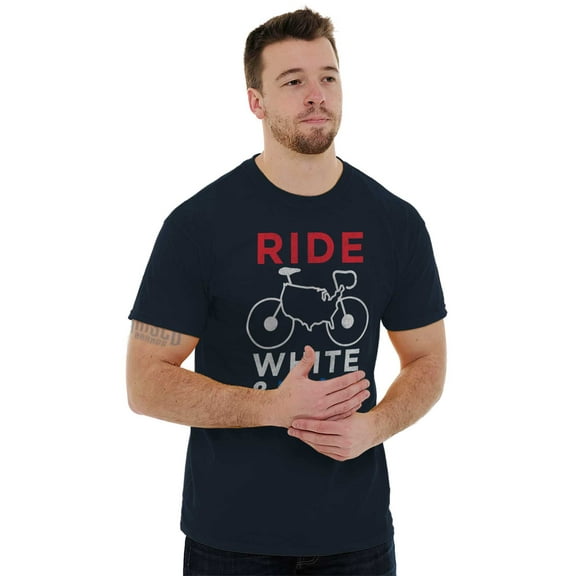 American Biker Ride White And Blue Men's Graphic T Shirt Tees Brisco Brands S