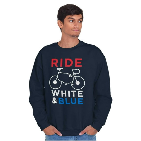 American Biker Ride White And Blue Unisex Plus Fleece Graphic Sweatshirt Brisco Brands 2X