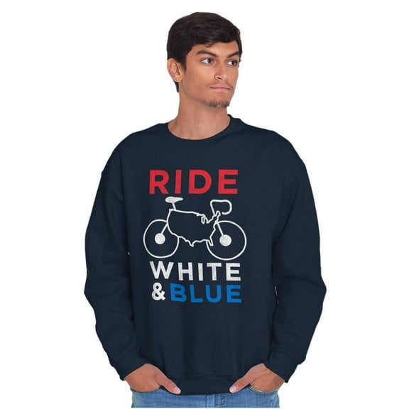 American Biker Ride White And Blue Unisex Plus Fleece Graphic Sweatshirt Brisco Brands 3X