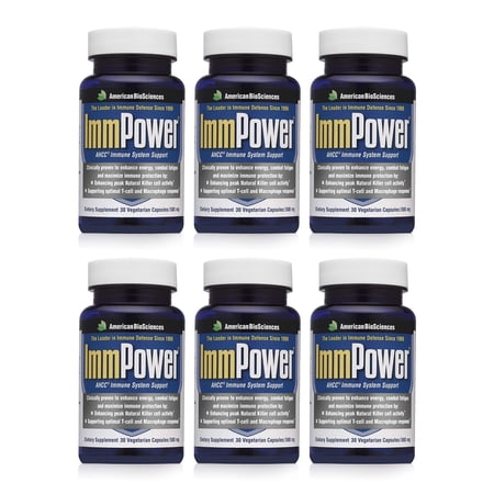 American BioSciences ImmPower, AHCC Mushroom Extract Immune System Support - Immune Support Supplement for Adults - Supports Cytokine Function - 30 Vegetarian Capsules, 500mg/Capsule (6 Pack)