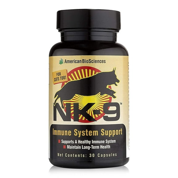 American BioSciences NK-9 AHCC Supplement for Dogs & Cats - Dietary Supplement to Support Immune System - Made for Pet's Immune Defenses - 30 Capsules, 250mg/capsule