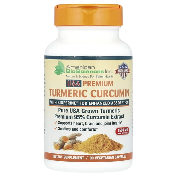 American Biosciences USA Premium Turmeric Curcumin, 90 Vegetarian Capsules