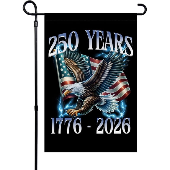 American Birthday Flags Black 12x18inch Double Sided 250th Anniversary Eagle Flag House Yard Decor Sign Outside Decorations