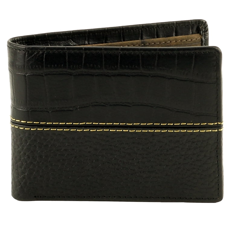 American Bison 1727BK Bifold Rodeo Wallet Crocodile Print Mens