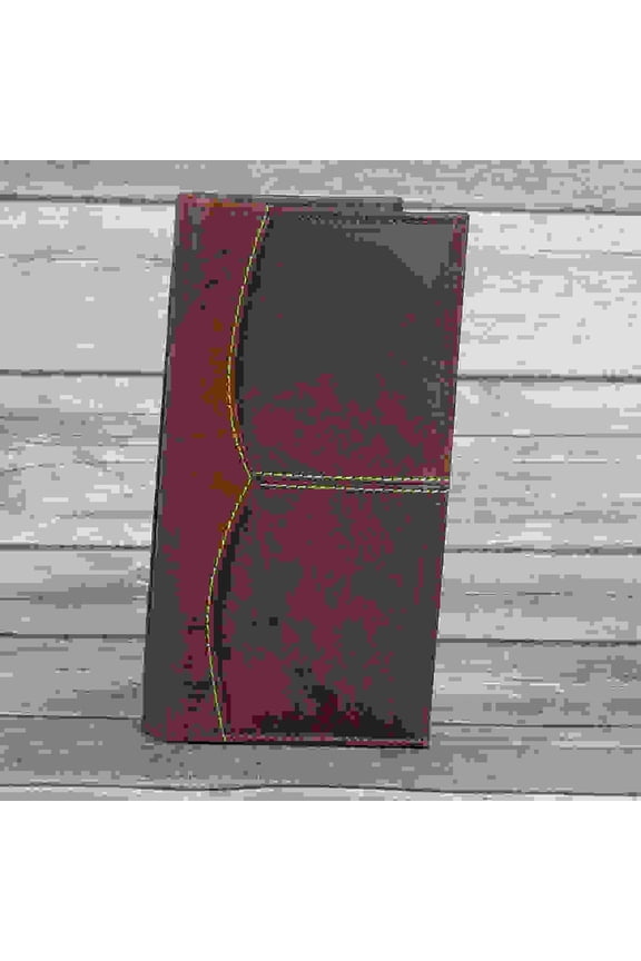 American Bison 1730BR Tall Rodea Wallet with Whip Stitch Mens Leather Billfold - Brown