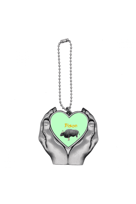 American Bison Artiodactyla Car Keychain Heart Pendant Ornament Charm