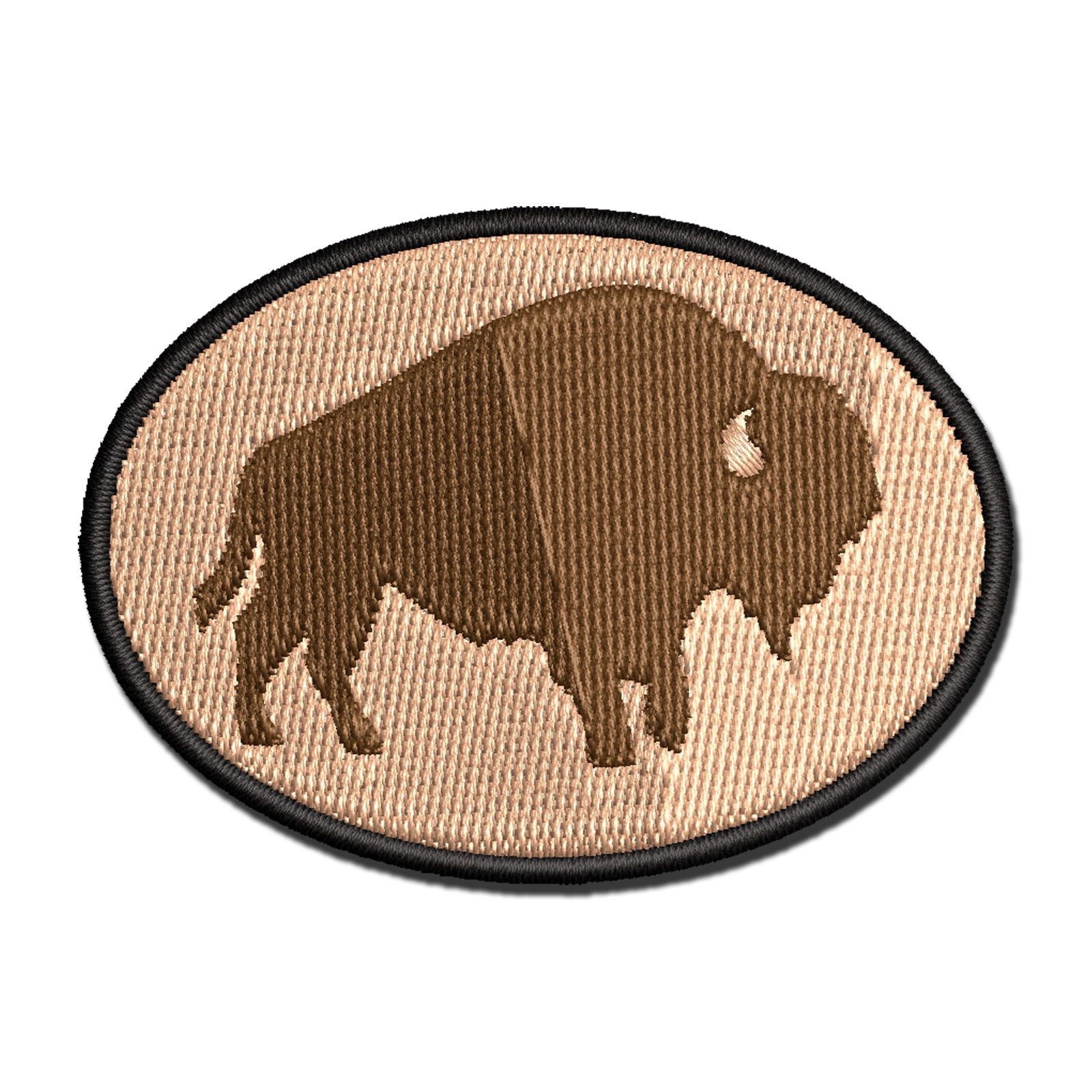American Bison Buffalo Silhouette Applique Multi-Color Embroidered Iron-On Patch - 3.5 Inch Large