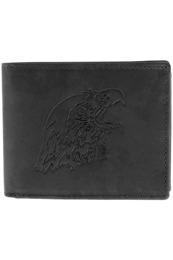American Bison Leather Eagle Embossed Bifold Wallet (Men)