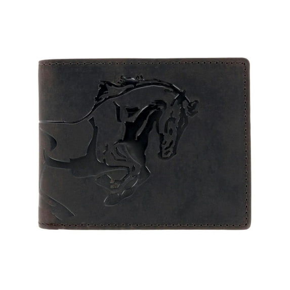 American Bison Leather Horse Embossed Bifold Wallet (Men)