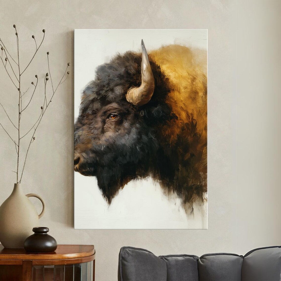 American Bison Print Rustic Buffalo Wall Art Western Home Decor ...