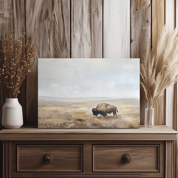 American Bison Wall Art Print, Western Wildlife Mountain Landscape Decor