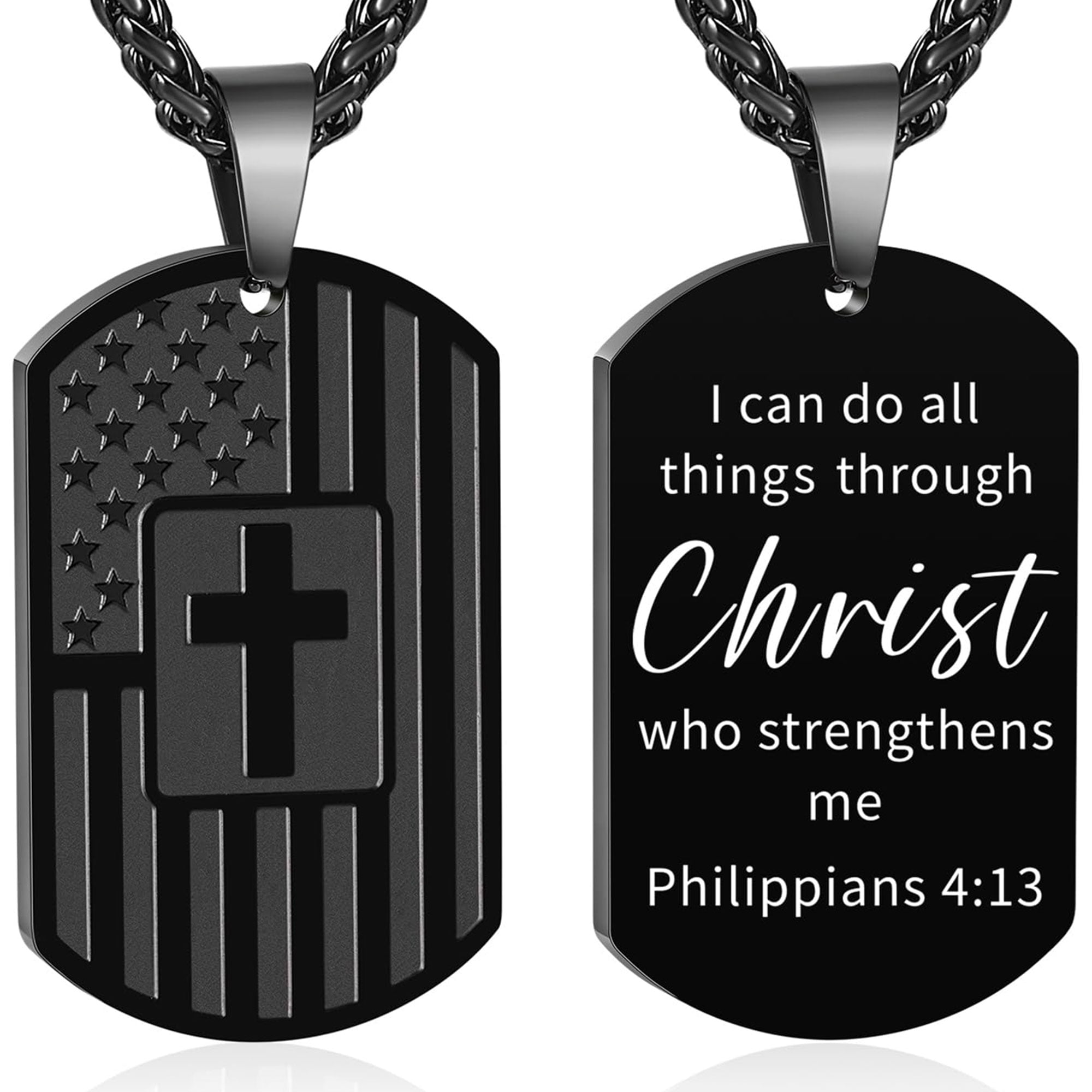 + JUN UEZONO 【DOG TAG CROSS】 APSVO Black Dog Tag Cross Necklace 24 inch stainless steel pendant