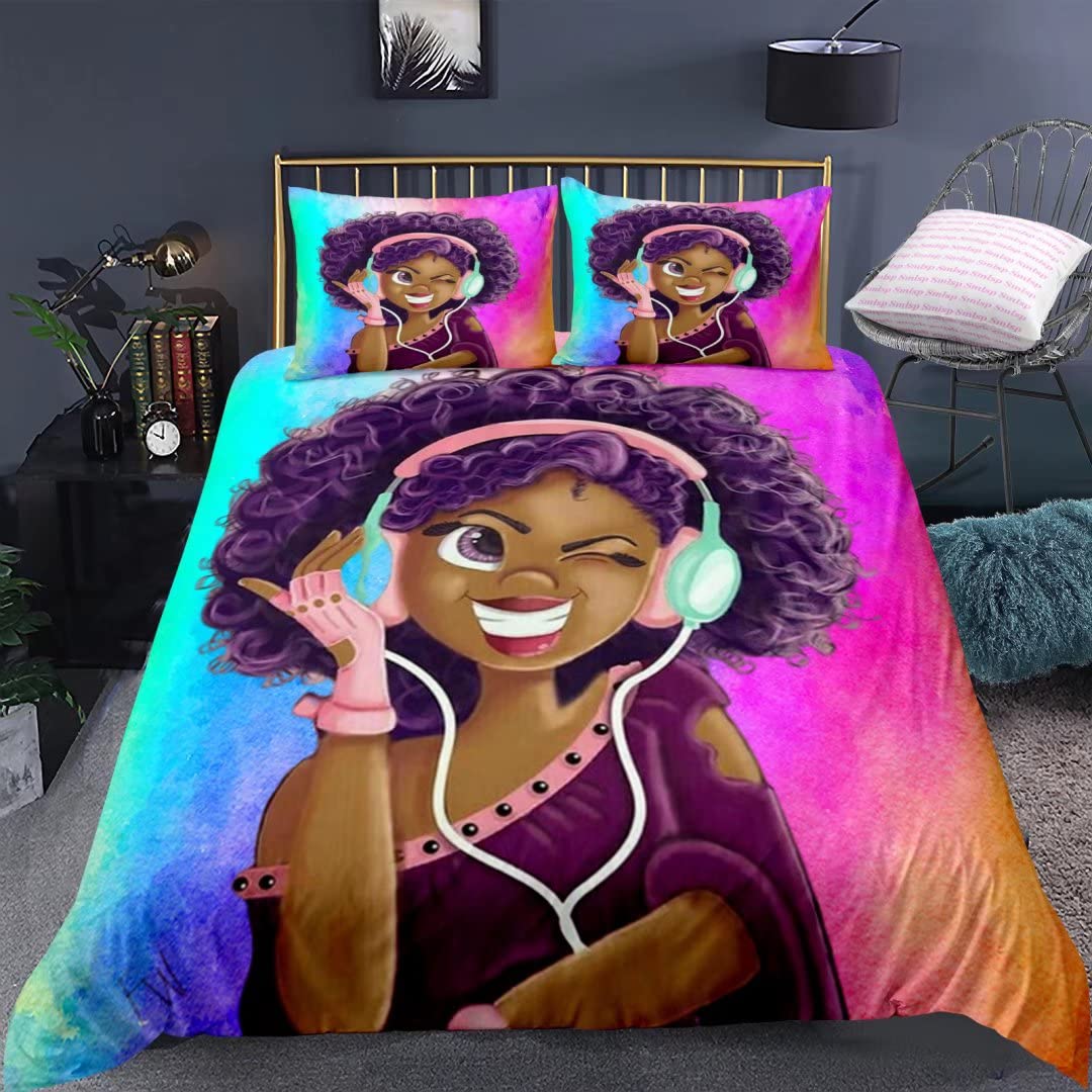 American Black Girl Duvet Cover Set Black Girl Magic Bedding Set Full