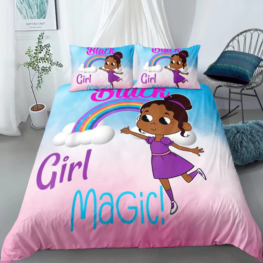 American Black Girl Duvet Cover Set Black Girl Magic Bedding Set Full ...