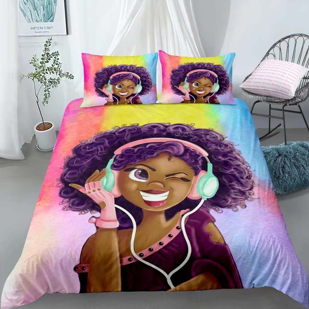 American Black Girl Duvet Cover Set Black Girl Magic Bedding Set Full