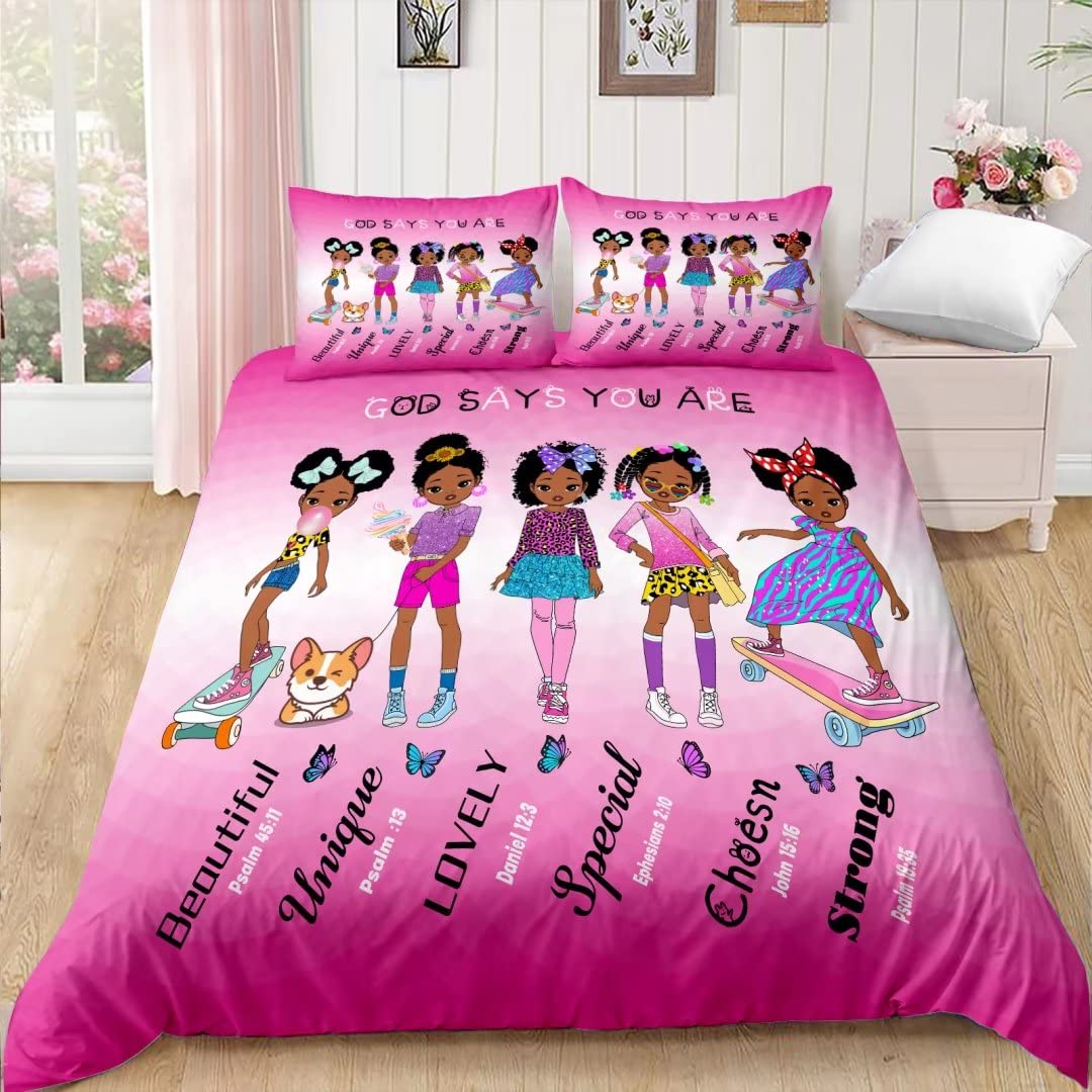 American Black Girl Duvet Cover Set Black Girl Magic Bedding Set Full ...