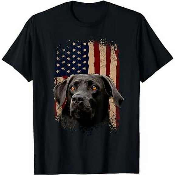 American Black Labrador USA Flag Lab Owner T-Shirt