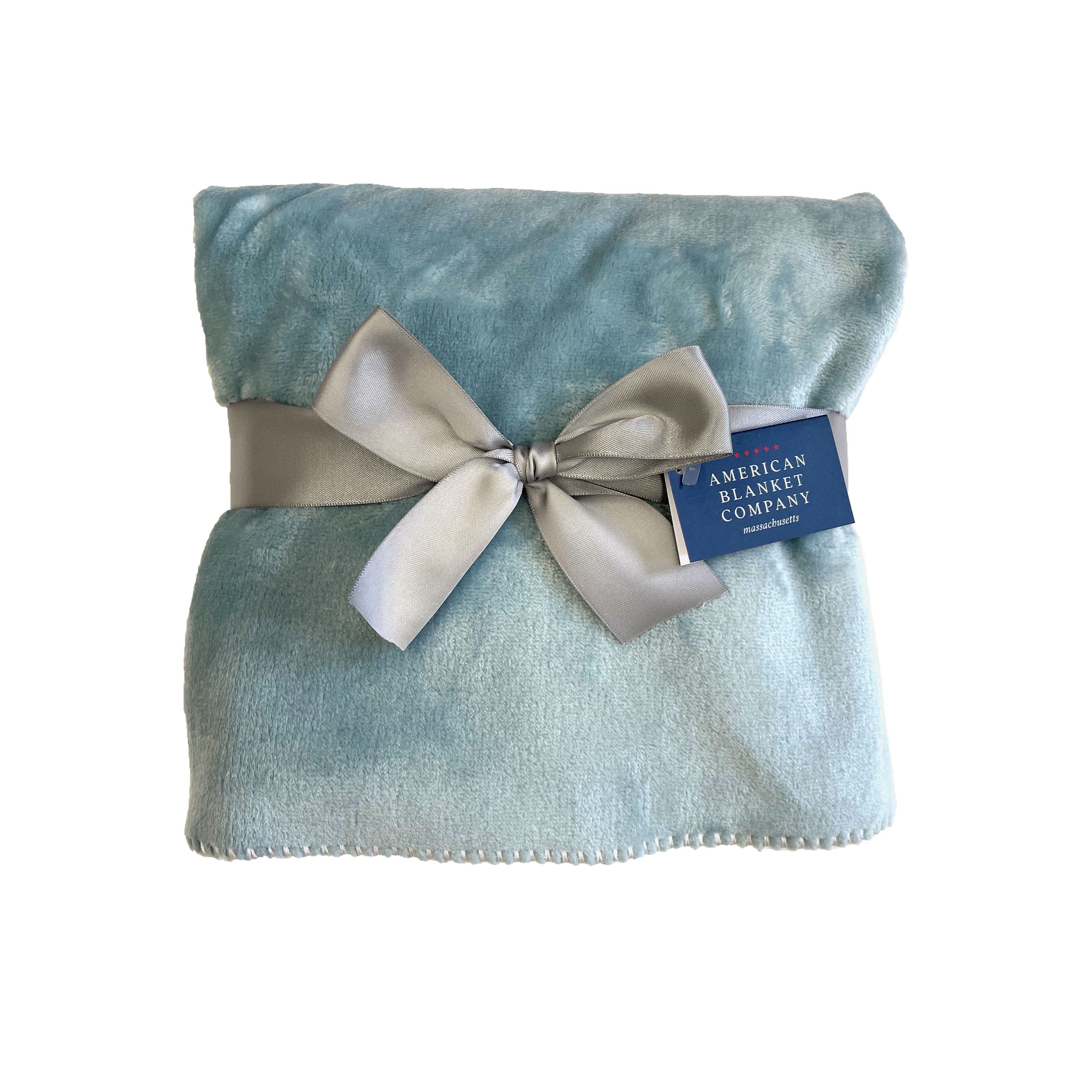 American Blanket Company Luster Loft Whip Stitch Infant Blanket Softest Blue 30in x 40in Unisex