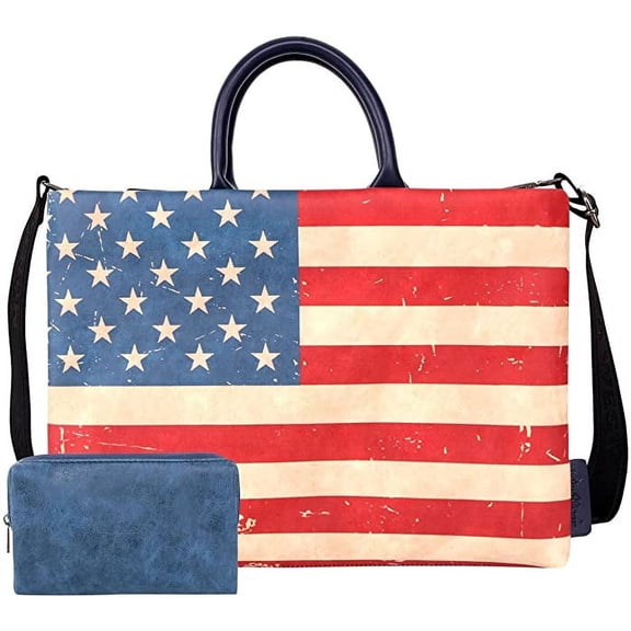 American Bling 13" USA Flag Laptop Messenger Purse Tote Briefcase Computer Waterproof Bag
