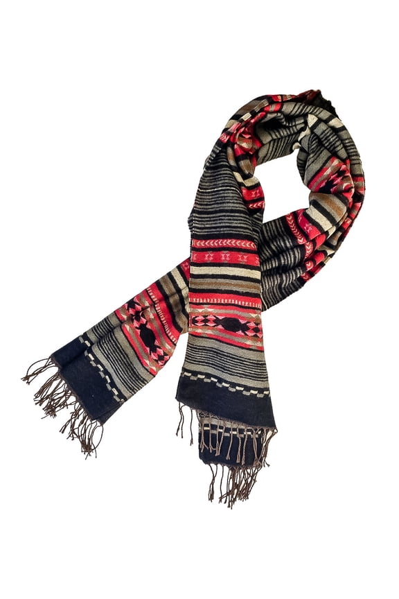 Aztec Woven Scarf Black