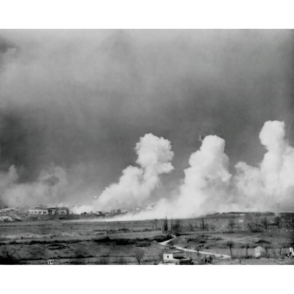American Bombs Explode In The Town Of Cassino History (36 x 24)