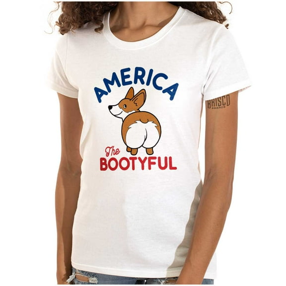 American Booty Funny Corgi Lover Cute Womens Slim Fit Graphic Tee Brisco Brands S