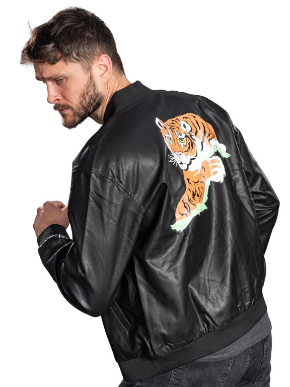 American Boxer Tiger Black Zip Up Jacket Halloween Costume Cosplay