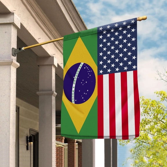 USA Brazil Friendship Memorial Day Patriotic Brazilian House Flag, Double-Sided Outdoor Yard Decor 29.5 x 39.5 Inch