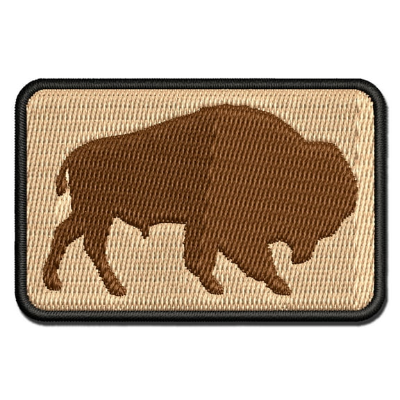 American Buffalo Bison Solid Applique Multi-Color Embroidered Hook & Loop Patch - 3 Inch Medium