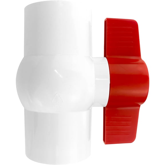 American Built Pro 1 inch Ball Valve - DN25 PVC Fittings - T Handle Hose Shut Off Valve for Residential and Commercial Plumbing, Irrigation System, Pools, etc. - Red and White 1 inch PVC Fittings