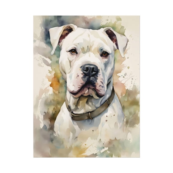 American Bulldog Art NC302 Pet Portrait Giclee Wall Dog Lover Watercolor Painting, Unframed Poster