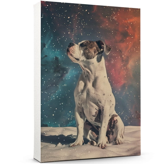 American Bulldog Dog Wall Art, Dog with Space Starry Night : Pet Puppy Posters for Bedroom 8"x12" Funny Bathroom Wall Art Decor for dog lovers