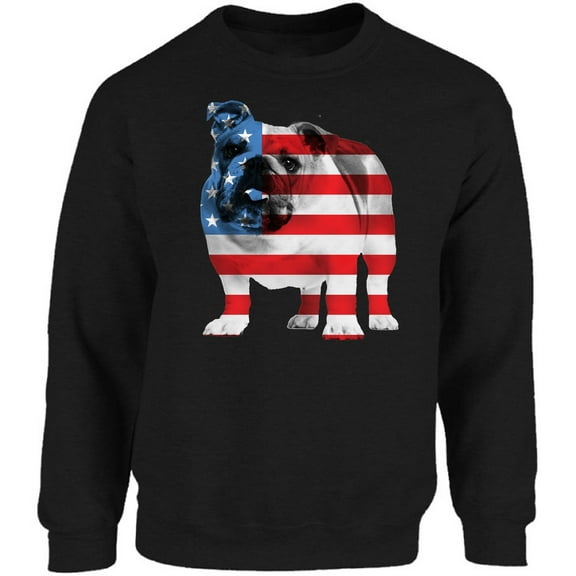 American Bulldog Graphic Sweatshirt - Happy Independence Day Unisex Crewneck - 4th of July Party Sweater Gifts for Men and Women
